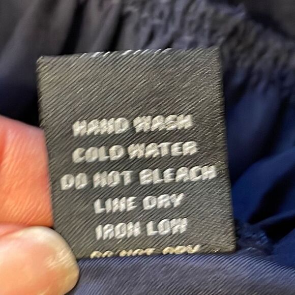 Hyfve Women's Long Sleeve Top Blouse Button Ruffle Peplum Hem Navy Blue Small - Picture 6 of 8